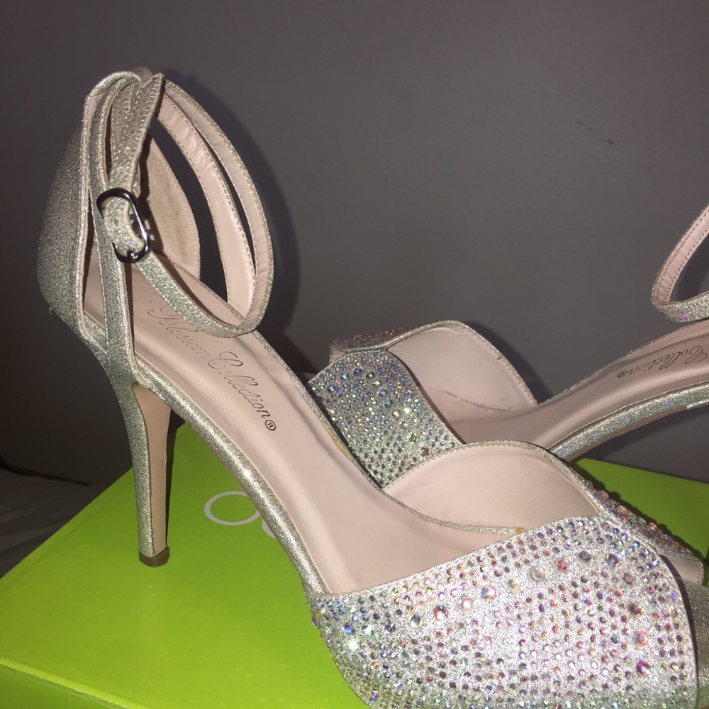 2 1/2” Jeweled High Heel Peep Toe Shoes